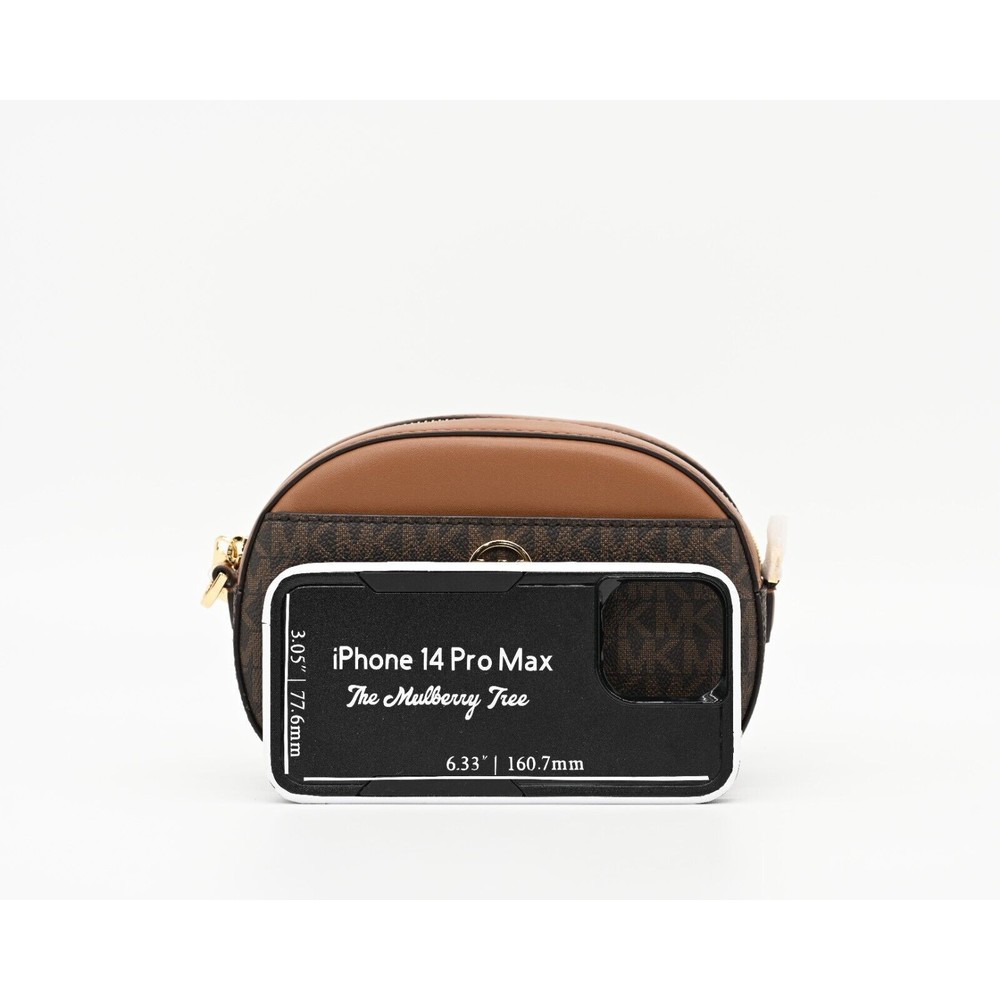 MICHAEL KORS JET SET GLAM Small Front Pocket Oval Crossbody Logo Canvas NWT - Picture 2 of 14